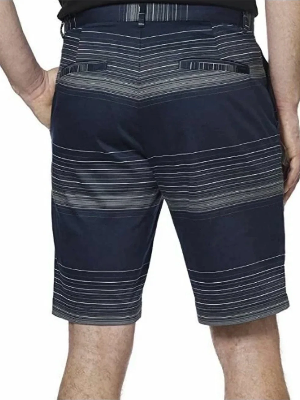 Calvin Klein Men's Navy Striped Flat Front Casual Shorts. Size 38
